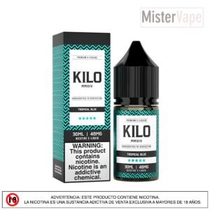 Tropical Blue Salt by Kilo Sabor tropical de frutas azules con sal de nicotina para un vapeo suave y fresco.