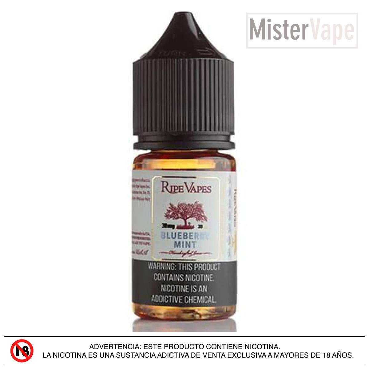 Blueberry Mint by Ripe Vapes Salt Sabor refrescante de arándano con menta, ideal para un vapeo suave y refrescante.